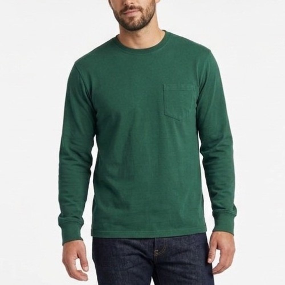 NEW American Giant Pocket T Shirt Tee Mens Size M Green Long Sleeve Cotton USA